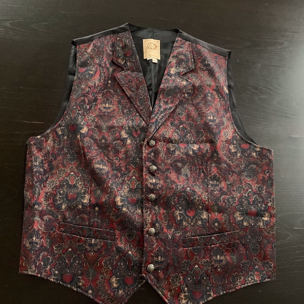 Mens WahMaker Frontier Clothing Tapestry Colorful Vest Large USA Made